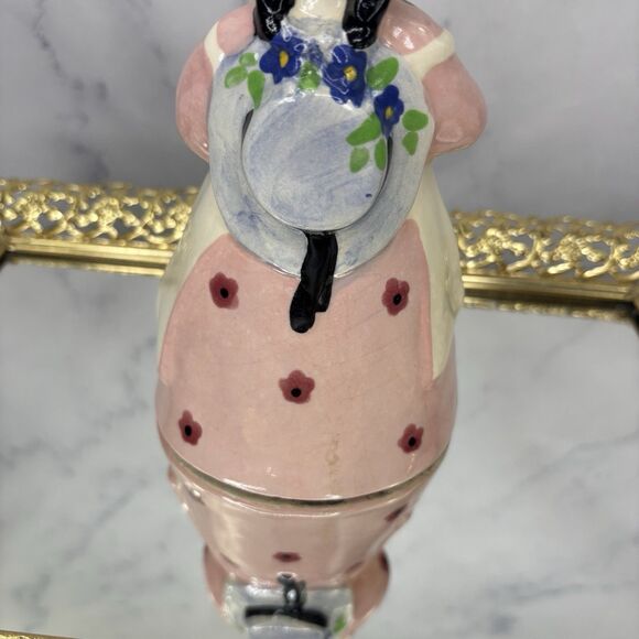 Vtg 40s 50s Peasant Pottery Art Sally girl Figurine Planter 7" Kitschy Cottage - Picture 8 of 13